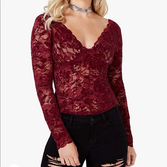 Guess Tops - Guess lace long sleeve top . Burgundy color . Size M .